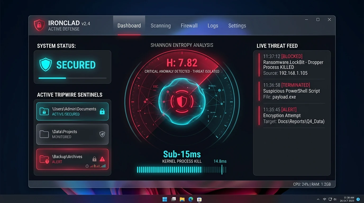 Sentinella Anti-Ransomware Dashboard